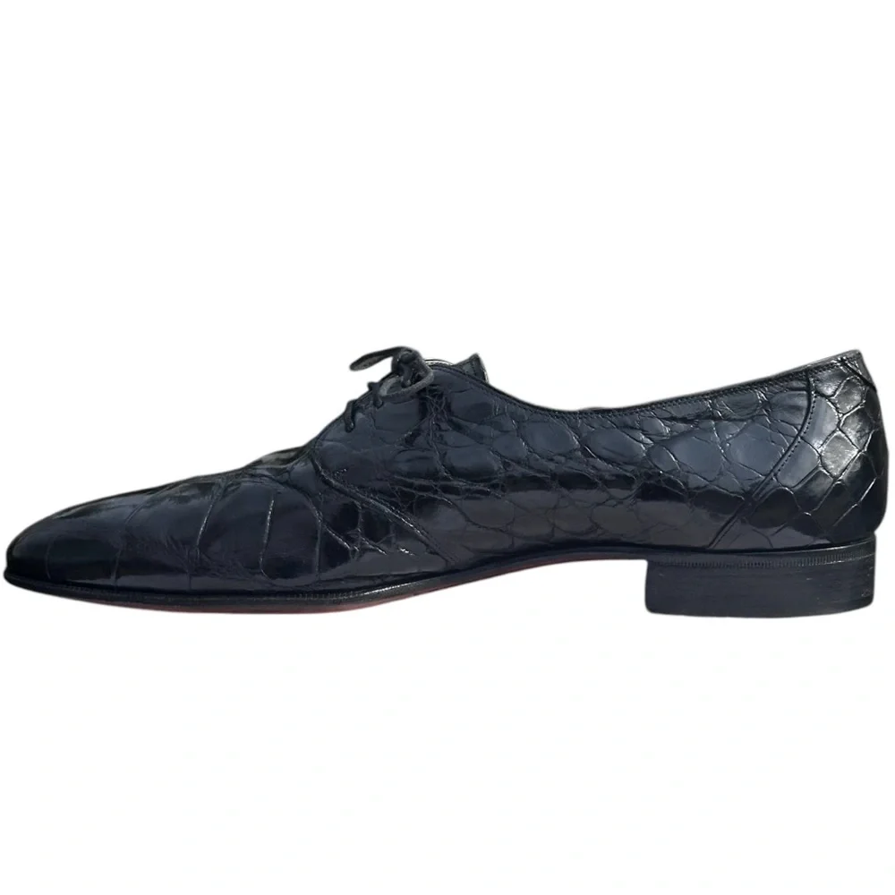Mauri Alligator Leather Derby Shoes Lace Up Black US 11 1/2 11.5 Medium Vintage